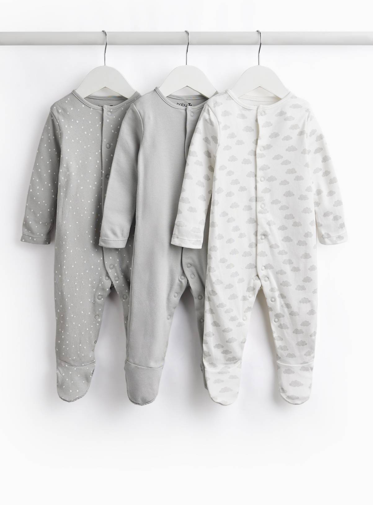 Snowdrop & Cloud Sleepsuits 3-Pack Up to 1 mth - Image 1